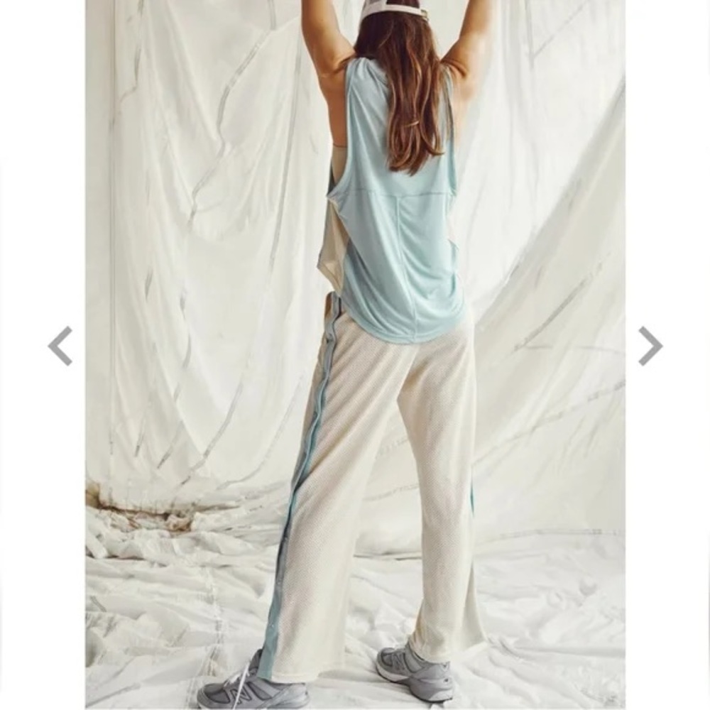Free People Light Blue Mesh Paneled Tank Top - Picture 4 of 11